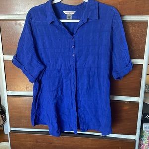 Cobalt blue short sleeve button down